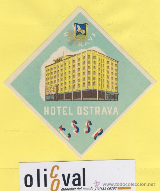 Etiquetas antiguas: ETIQUETA  HOTEL -Republica Checa- Checoslovaquia-HOTEL OSTRAVA  70 X 70 mm