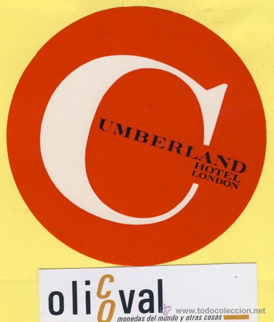 Etiquetas antiguas: ETIQUETA  HOTEL -INGATERRA  -HOTEL CUMBERLAND LONDON   95  mm
