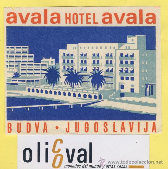 Etiquetas antiguas: ETIQUETA HOTEL - JUGOSLAVIJA,YUGOSLAVIA-HOTEL AVALA DURBAN 95 X 80 mm
