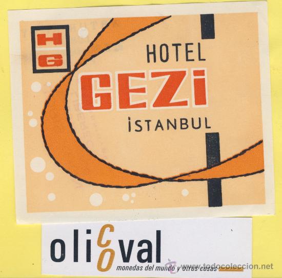 Etiquetas antiguas: ETIQUETA  HOTEL -TURKEY -TURQUIA -HOTEL   GEZI   ISTANBUL   100 X 83   mm