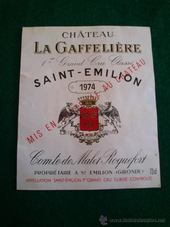 Etiquetas antiguas: 1 etiqueta de vino frances del a&ntilde;o 1974