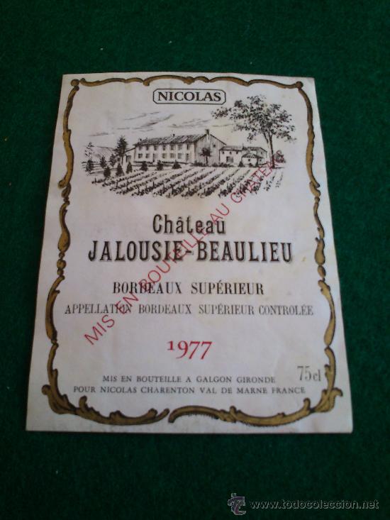 Etiquetas antiguas: 1 etiqueta de vino frances del a&ntilde;o 1977