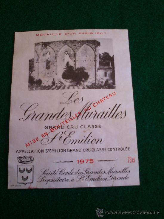 Etiquetas antiguas: 1 etiqueta de vino frances del a&ntilde;o 1975