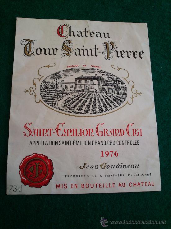 Etiquetas antiguas: 1 etiqueta de vino frances del a&ntilde;o 1976