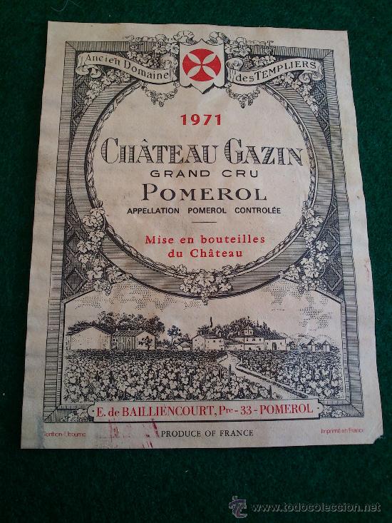 Etiquetas antiguas: 1 etiqueta de vino frances del a&ntilde;o 1971