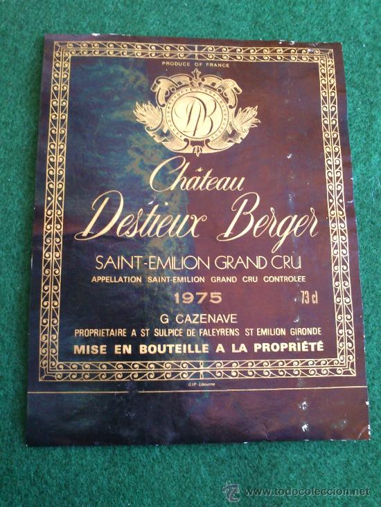 Etiquetas antiguas: 1 etiqueta de vino frances del a&ntilde;o 1975