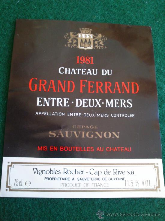 Etiquetas antiguas: 1 etiqueta de vino frances del a&ntilde;o 1981