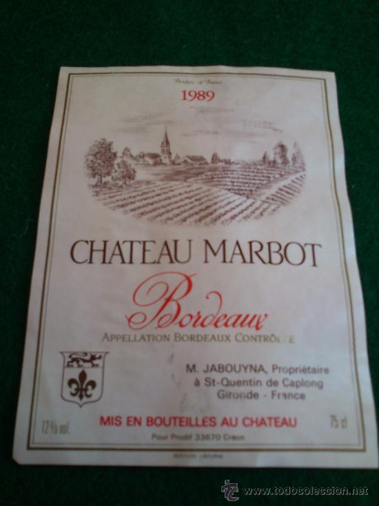 Etiquetas antiguas: 1 etiqueta de vino frances del a&ntilde;o 1989