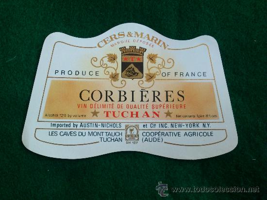 Etiquetas antiguas: 1 etiqueta nueva de vino frances Corbieres