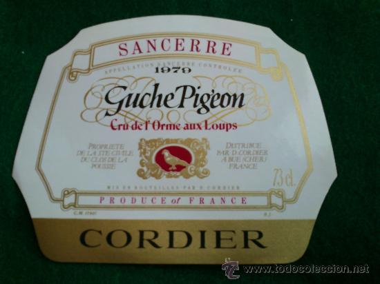 Etiquetas antiguas: 1 etiqueta nueva de vino frances Guche Pigeon 1979.