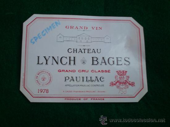 Etiquetas antiguas: 1 etiqueta nueva de vino frances Chateau Linch Bages 1978