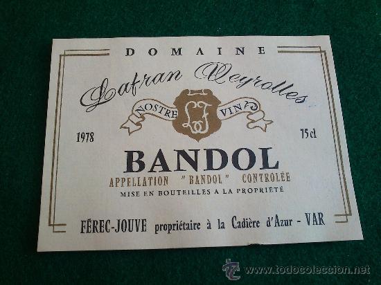 Etiquetas antiguas: 1 etiqueta nueva de vino frances Bandol 1978