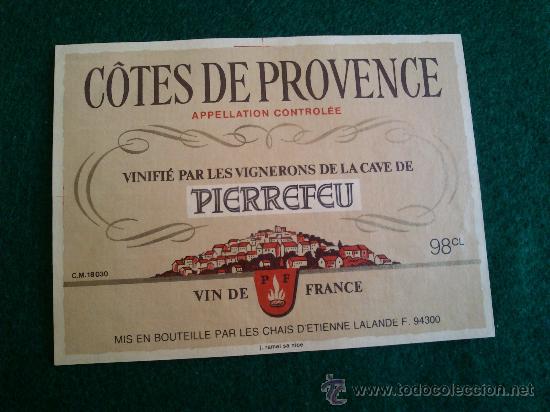 Etiquetas antiguas: 1 etiqueta nueva de vino frances C&ocirc;tes de provence