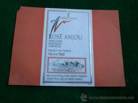 Etiquetas antiguas: 1 etiqueta nueva de vino frances Ros&egrave; Anjou