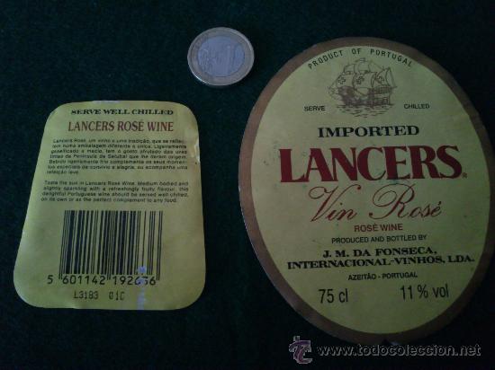 Etiquetas antiguas: 1 etiqueta de vino portugues Lancers vin rose