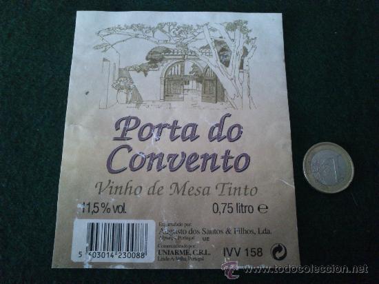 Etiquetas antiguas: 1 etiqueta de vino portugues Porta do Convento