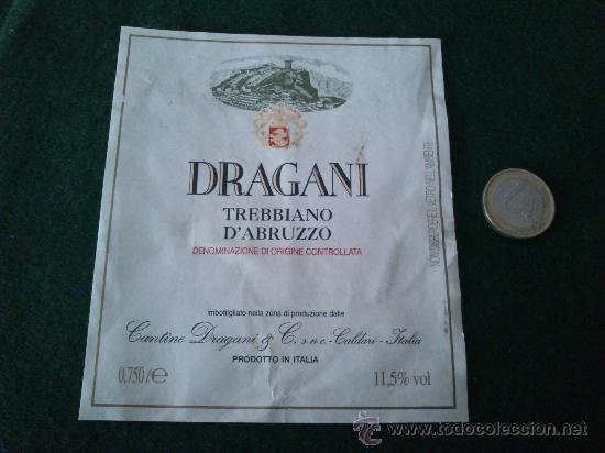 Etiquetas antiguas: 1 etiqueta de vino italiano Dragani