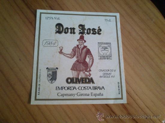 Etiquetas antiguas: 1 etiqueta nueva de vino Don Jos&eacute; 1984