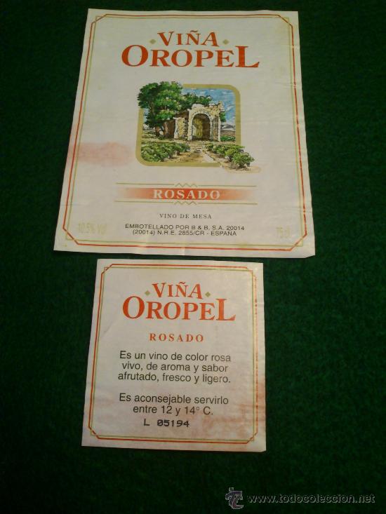Etiquetas antiguas: 1 etiqueta de vino Vi&ntilde;as Oropel rosado