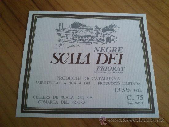 Etiquetas antiguas: 1 etiqueta nueva de vino Scala Dei negre