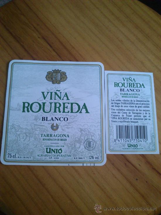 Etiquetas antiguas: 1 etiqueta nueva de vino Vi&ntilde;a Roureda blanco