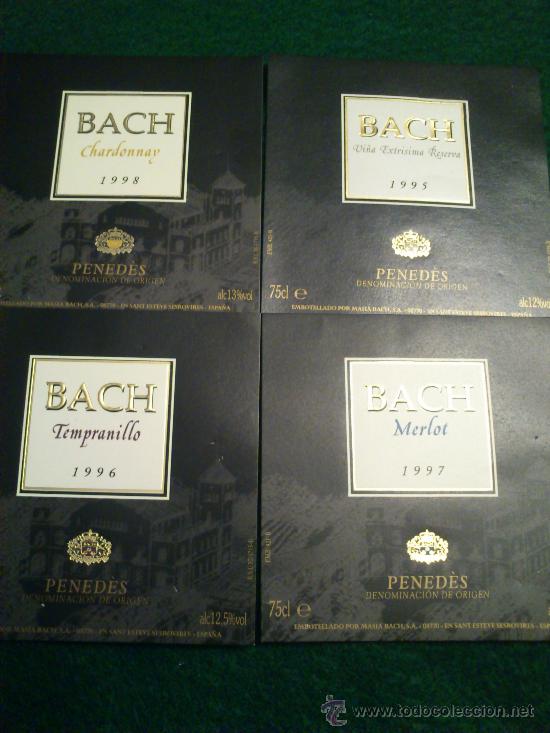 Etiquetas antiguas: Lote de 4 etiquetas nuevas de vino Bach