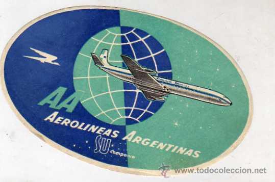 Alte Etiketten: Etiqueta compa&ntilde;ia aerea. AA Aerolineas Argentinas.13 x 8,50 cm