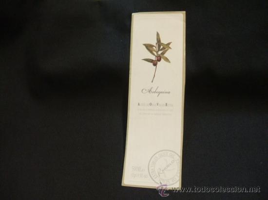 Etichette antiche: ETIQUETA ADHESIVA - ARBEQUINA - ACEITE DE OLIVA VIRGEN EXTRA -