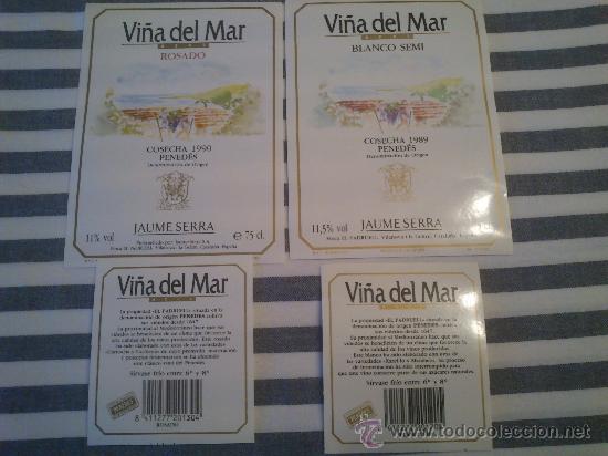 Etiquetas antiguas: Lote de 2 etiquetas nuevas y diferentes de vino Vi&ntilde;a del Mar.