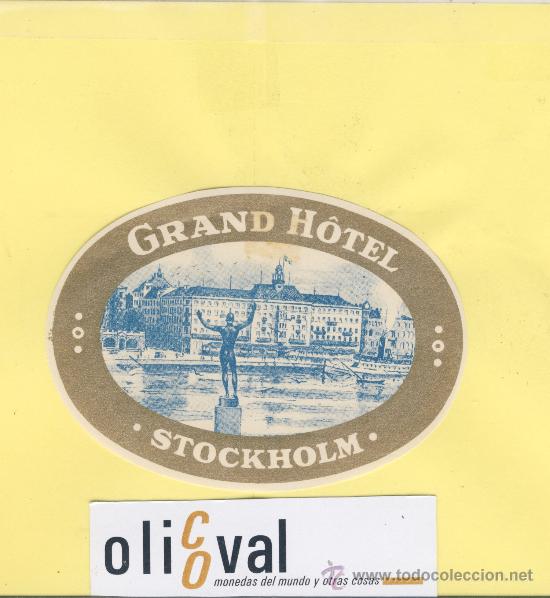Etiquetas antiguas: ETIQUETA HOTEL -SUECIA -GRAN H&Ocirc;TEL  - STOKOLM -SWEDEN -  86  mm.-