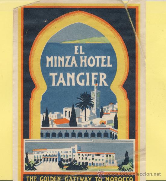 Etiquetas antiguas: ETIQUETA HOTEL -TANGER - EL MINZA HOTEL -TANGIER - 150 X  105 mm.-