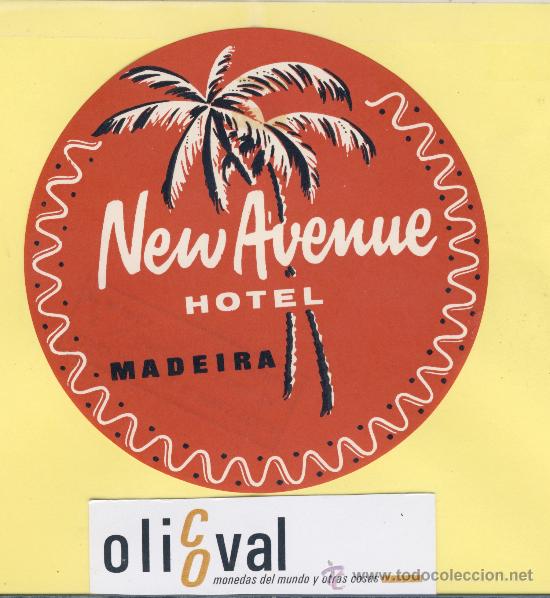 Etiquetas antiguas: ETIQUETA HOTEL -MADEIRA  -  NEW AVENUE HOTEL   - 105mm.-