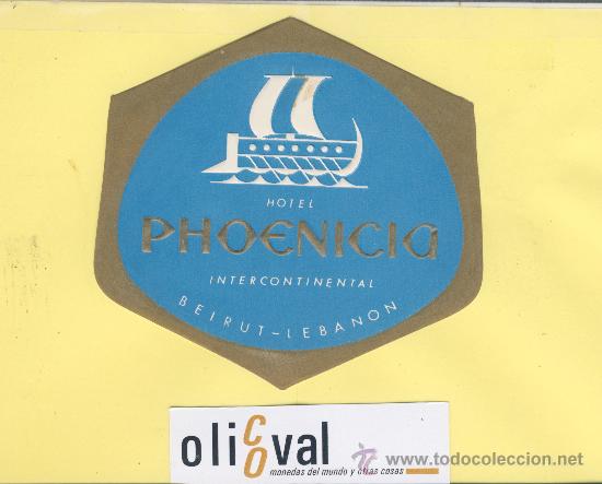 Etiquetas antiguas: ETIQUETA HOTEL- BEIRUT-HOTEL PHOENICIA - LEBANO-LIBANO -TROQUEL 110 mm
