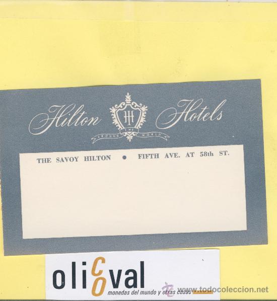 Etiquetas antiguas: ETIQUETA HOTEL-  USA- HILTON HOTELS -FIFTH  USA . 115 X 60  mm