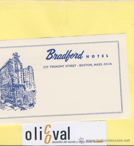 Etiquetas antiguas: ETIQUETA HOTEL-  USA- BRADFORD HOTELS -BOSTON . 138 X 80 mm