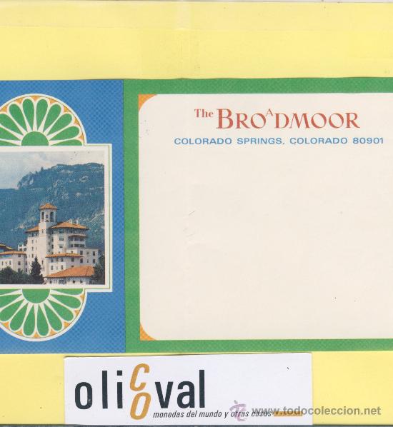 Etiquetas antiguas: ETIQUETA HOTEL-  USA- THE BRO A DMOOR . COLORADO -160 X 90  mm DOBLEZ
