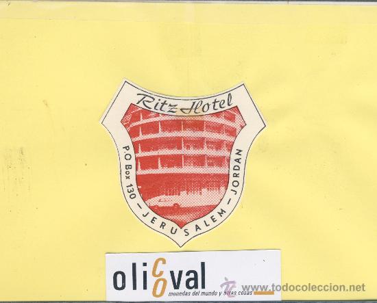 Etiquetas antiguas: ETIQUETA HOTEL -ISRAEL - RITZ HOTEL -JERUSALEN- JORDAN - -TROQUEL 82 X 85 mm