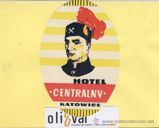 Etiquetas antiguas: ETIQUETA HOTEL -POLONIA  - HOTEL CENTRALNY - OVAL 130 mm
