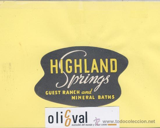 Etiquetas antiguas: ETIQUETA HOTEL - INGLATERRA  - HOTEL  HIGHLAND MINERAL BATHS-ESCOCIA-TRQUEL 95 mm