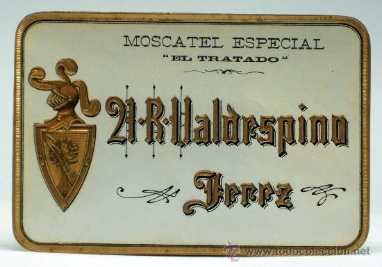 Old Labels: Etiqueta AR Valdespino Jerez Letras relieve