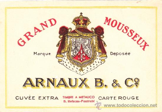 Etiquetas antiguas: Grand Mousseux Arnaux B y C Carte Rouge