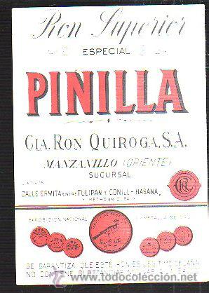 Etiquetas antiguas: ETIQUETA RON SUPERIOR, PINILLA, RON QUIROGA, MANZANILLA, HABANA, 10 POR 14CM