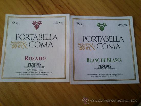 Etiquetas antiguas: Lote de 2 etiquetas nuevas diferentes de vino Portabella & Coma