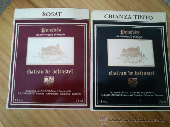 Etiquetas antiguas: 2 etiquetas nuevas adhesivas de vino Chateau de Belcastel