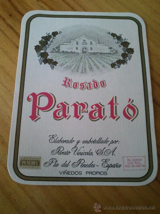 Etiquetas antiguas: 1 etiqueta nueva de vino rosado Parat&ograve; de la bodega Parato Vinicola