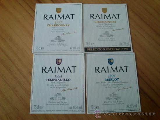Etiquetas antiguas: Lote de 4 etiquetas nuevas de vino diferentes de la bodega Raimat