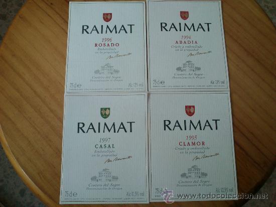 Etiquetas antiguas: Lote de 4 etiquetas nuevas diferentes de vino Raimat.