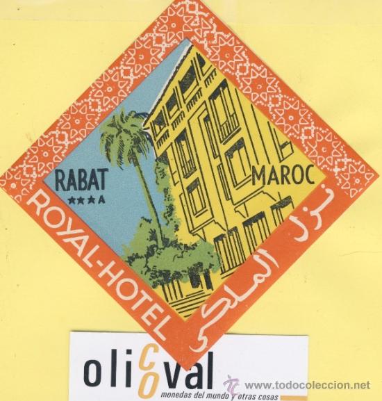 Etiquetas antiguas: ETIQUETA HOTEL MARRUECOS MAROC HOTEL ROYAL RABAT 90 X 90 - mm