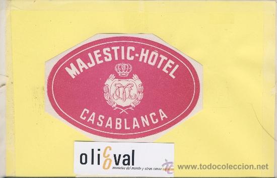 Etiquetas antiguas: ETIQUETA HOTEL MARRUECOS MAROC CASABLANCA HOTEL MAJESTIC 122 X 85 mm