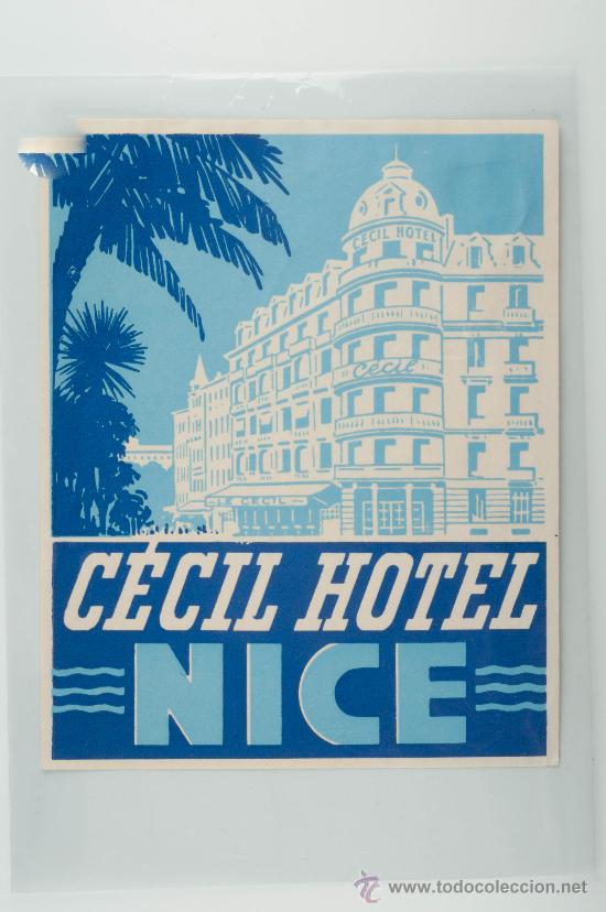 Etiquetas antiguas: ETIQUETA  DE HOTEL, HOTEL CECIL, NICE